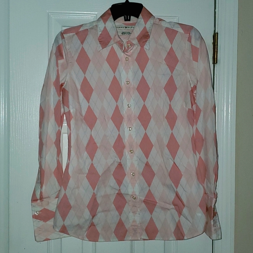 Tommy Hilfiger Argyle Button Down Women's Shirt S/P